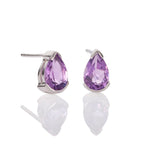 Pear Shaped Amethyst Drop Earrings in Sterling Silver