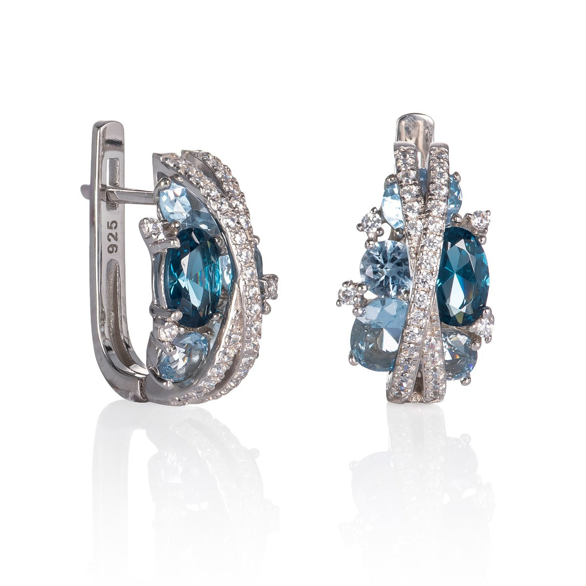 blue hoop earrings in 925 sterling silver