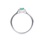 Emerald Ring 0.32ct Round Emerald & 0.09ct Diamonds 9K White Gold