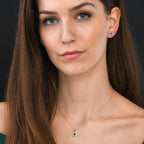 Emerald Pendant Necklace 0.14ct Diamond 18K White Gold
