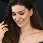 0.33ct Emerald Earrings with Diamond Halo 18K White Gold