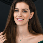 0.25ct Emerald Pendant Necklace 0.07ct Diamond 9K White Gold
