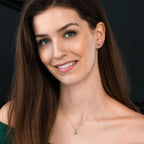 0.40ct Oval Emerald Earrings with Diamond Halo 18K White Gold