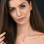 0.20ct Emerald Pendant Necklace 0.05ct Diamond 9K White Gold