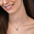Sterling Silver Pear Shaped Green Pendant Necklace