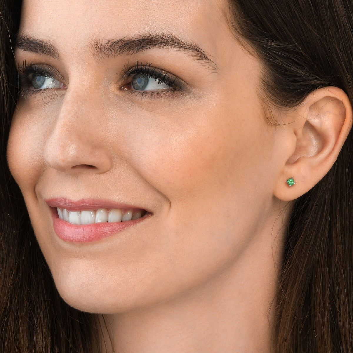 Emerald Stud Earrings 3.8mm Emerald in 9K White Gold