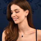 Sterling Silver Double Rectangle Blue Dangle Earrings