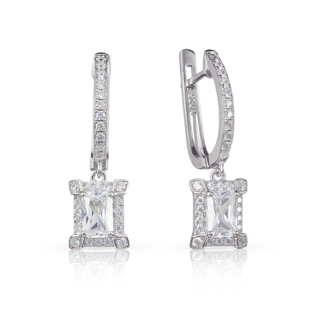 Emerald cut huggie hoop earrings