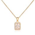 Gold Plated Sterling Silver Emerald Cut Cubic Zirconia Pendant Necklace