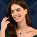 Sterling Silver Double Rectangle Green Dangle Earrings