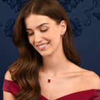 Sterling Silver Double Rectangle Red Dangle Earrings