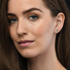 0.30ct Emerald Stud Earrings with Diamond Halo 18K Yellow Gold