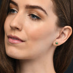 Knot Emerald Earrings 3.3mm Round Emerald in 9K Yellow Gold