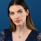 Gold Plated Sterling Silver Emerald Cut Blue Pendant Necklace