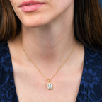 Gold Plated Sterling Silver Emerald Cut Cubic Zirconia Pendant Necklace