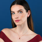 Gold Plated Sterling Silver Emerald Cut Pink Red Halo Stud Earrings