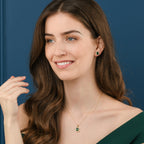 Gold Plated Sterling Silver Emerald Cut Green Halo Stud Earrings