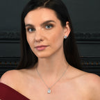 Sterling Silver Emerald Cut Cubic Zirconia Pendant Necklace