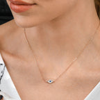 Rose Gold Plated Sterling Silver EVIL EYE Pendant Necklace with Cubic Zirconia