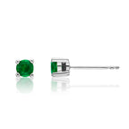 Emerald Stud Earrings 3.8mm Emerald in 9K White Gold