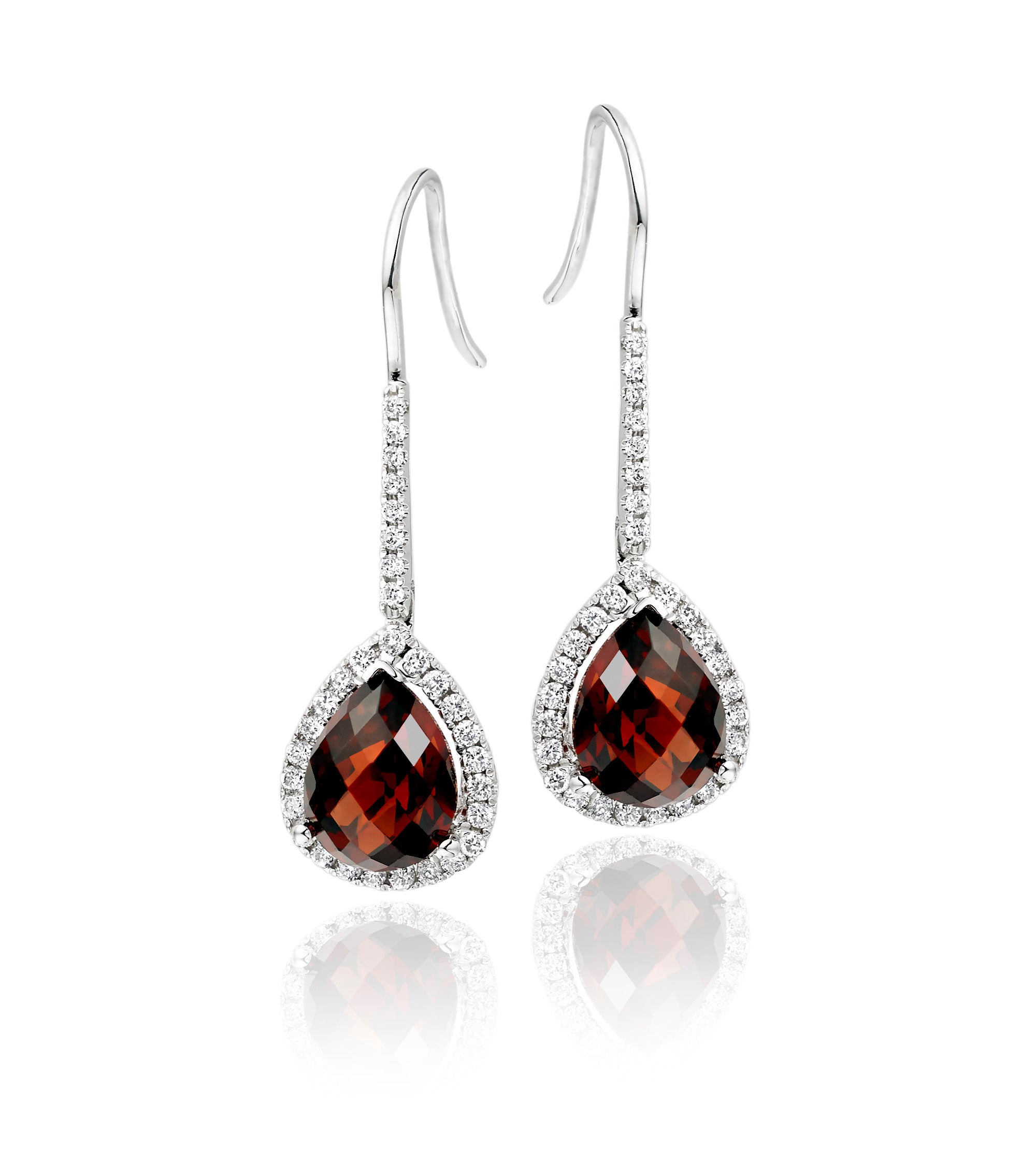 3.25ct Garnet And 0.33ct Diamond Earrings In 9K White Gold