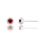 0.40ct Ruby Stud Earrings with Diamond Halo 9K White Gold
