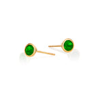 Emerald Stud Earrings 3.8mm Bezel Set Emerald in 9K Yellow Gold