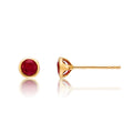 Ruby Stud Earrings 3.8mm Bezel Set Ruby in 9K Yellow Gold