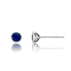 Sapphire Stud Earrings 3.8mm Round Sapphire in 9K White Gold