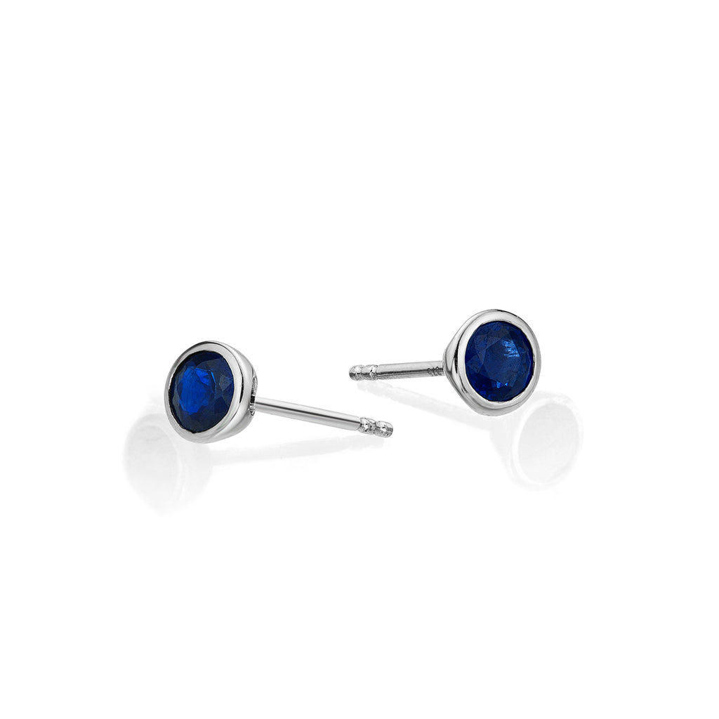Sapphire Stud Earrings 3.8mm Round Sapphire in 9K White Gold
