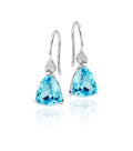 8mm x 10mm Blue Topaz and 0.10ct diamond earrings in 9K white gold