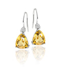 8mm x 10mm Citrine and 0.10ct diamond earrings in 18K white gold