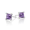 6mm x 6mm Amethyst and 0.05ct diamond stud earrings in 9K white gold