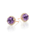 6mm Amethyst and 0.12ct diamond stud earrings in 9K yellow gold 