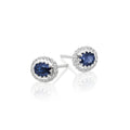 Oval Sapphire and 0.11ct diamond stud earrings in 9K white gold