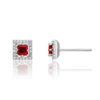 0.65ct Ruby Earrings with Diamond Halo 18K White Gold