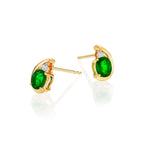 Emerald Stud Earrings with 0.03ct Diamonds 9K Yellow Gold