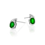 Emerald Stud Earrings with 0.03ct Diamonds 9K White Gold
