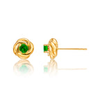 Knot Emerald Earrings 3.3mm Round Emerald in 9K Yellow Gold