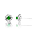 Knot Emerald Earrings 3.3mm Round Emerald in 9K White Gold