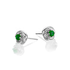 Knot Emerald Earrings 3.3mm Round Emerald in 9K White Gold