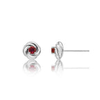 Knot Ruby Earrings 3.3mm Round Ruby in 9K White Gold