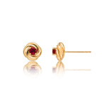 Knot Ruby Earrings 3.3mm Round Ruby in 9K Yellow Gold