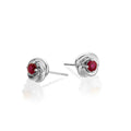 Knot Ruby Earrings 3.3mm Round Ruby in 9K White Gold