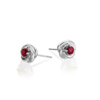 Knot Ruby Earrings 3.3mm Round Ruby in 9K White Gold