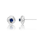 Knot Sapphire Earrings 3.3mm Round Sapphire in 9K White Gold