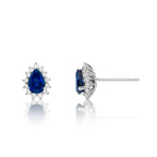 Pear Sapphire Stud Earrings 0.25ct Diamond Halo18K White Gold