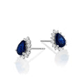 Pear Sapphire Stud Earrings 0.25ct Diamond Halo18K White Gold