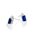 Bold Sapphire Earrings with 0.10ct Diamonds 18K White Gold