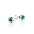 Sparkle Emerald and 0.10ct diamond stud earrings in 9K white gold 